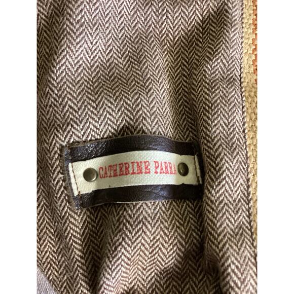 Catherine Parra Tote Women Herringbone Boho Leather Strap Artsy dark Academia - Picture 8 of 10